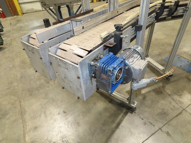 7.5"x 16'  Plastic Belt Side by Side S-Curve Conveyor Aluminum Adj Height 33 FPM
