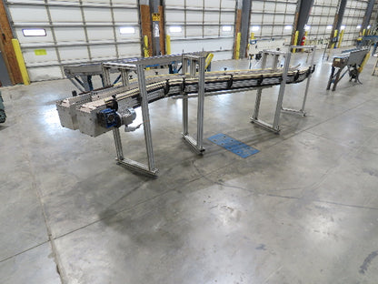 7.5"x 16'  Plastic Belt Side by Side S-Curve Conveyor Aluminum Adj Height 33 FPM