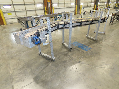 7.5"x 16'  Plastic Belt Side by Side S-Curve Conveyor Aluminum Adj Height 33 FPM