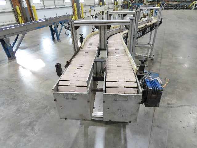 7.5"x 16'  Plastic Belt Side by Side S-Curve Conveyor Aluminum Adj Height 33 FPM
