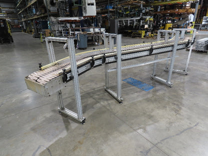 7.5"x 16'  Plastic Belt Side by Side S-Curve Conveyor Aluminum Adj Height 33 FPM