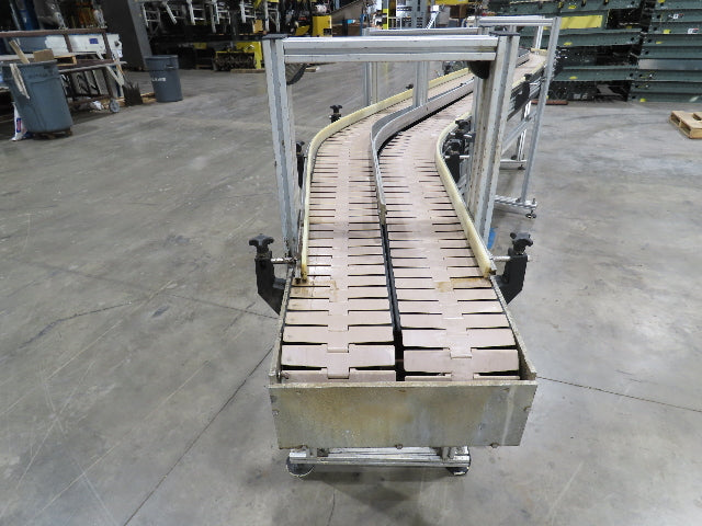 7.5"x 16'  Plastic Belt Side by Side S-Curve Conveyor Aluminum Adj Height 33 FPM