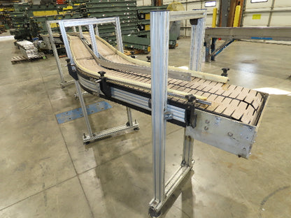 7.5"x 16'  Plastic Belt Side by Side S-Curve Conveyor Aluminum Adj Height 33 FPM
