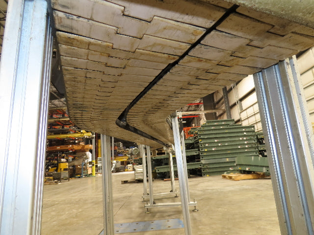 7.5"x 16'  Plastic Belt Side by Side S-Curve Conveyor Aluminum Adj Height 33 FPM