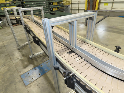 7.5"x 16'  Plastic Belt Side by Side S-Curve Conveyor Aluminum Adj Height 33 FPM