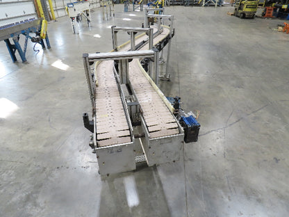 7.5"x 16'  Plastic Belt Side by Side S-Curve Conveyor Aluminum Adj Height 33 FPM