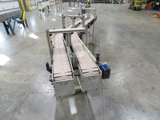 7.5"x 16'  Plastic Belt Side by Side S-Curve Conveyor Aluminum Adj Height 33 FPM