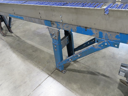 New London Engineering 10"x 14' 9" Plastic Tabletop Belt Conveyor 45° End 30FPM
