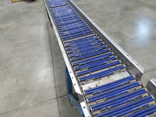 New London Engineering 10"x 14' 9" Plastic Tabletop Belt Conveyor 45° End 30FPM