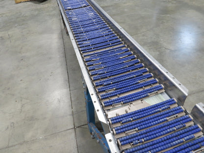New London Engineering 10"x 14' 9" Plastic Tabletop Belt Conveyor 45° End 30FPM