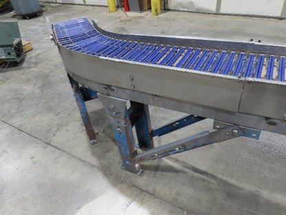 New London Engineering 10"x 14' 9" Plastic Tabletop Belt Conveyor 45° End 30FPM