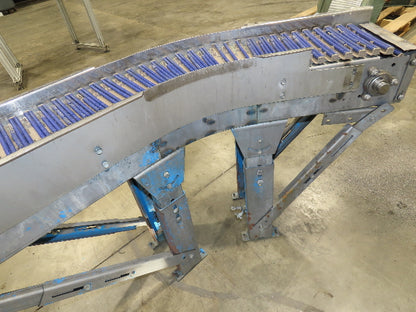 New London Engineering 10"x 14' 9" Plastic Tabletop Belt Conveyor 45° End 30FPM