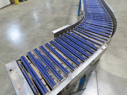 New London Engineering 10"x 14' 9" Plastic Tabletop Belt Conveyor 45° End 30FPM