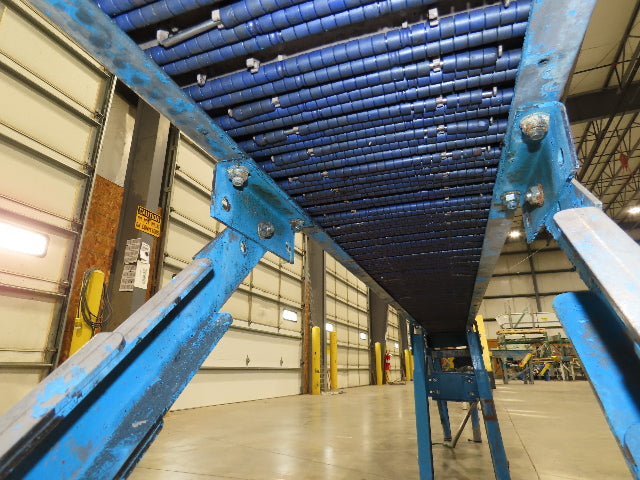 New London Engineering 10"x 14' 9" Plastic Tabletop Belt Conveyor 45° End 30FPM