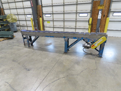 New London Engineering 10"x 14' 9" Plastic Tabletop Belt Conveyor 45° End 30FPM