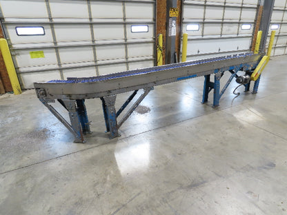New London Engineering 10"x 14' 9" Plastic Tabletop Belt Conveyor 45° End 30FPM