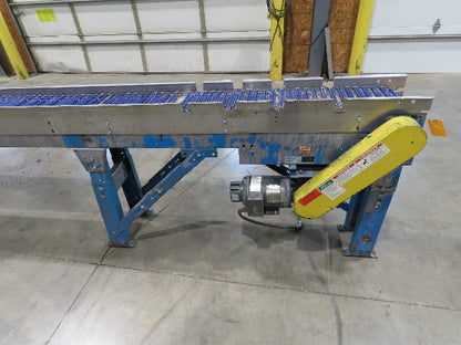 New London Engineering 10"x 14' 9" Plastic Tabletop Belt Conveyor 45° End 30FPM