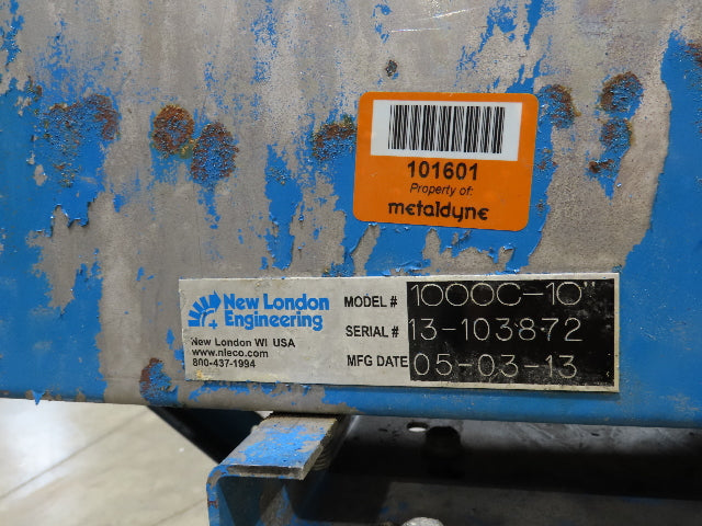 New London Engineering 10"x 14' 9" Plastic Tabletop Belt Conveyor 45° End 30FPM