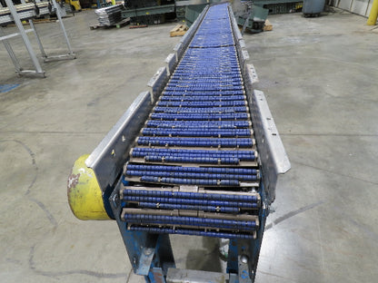 New London Engineering 10"x 14' 9" Plastic Tabletop Belt Conveyor 45° End 30FPM