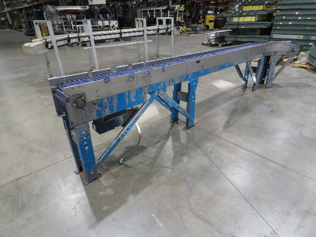New London Engineering 10"x 14' 9" Plastic Tabletop Belt Conveyor 45° End 30FPM