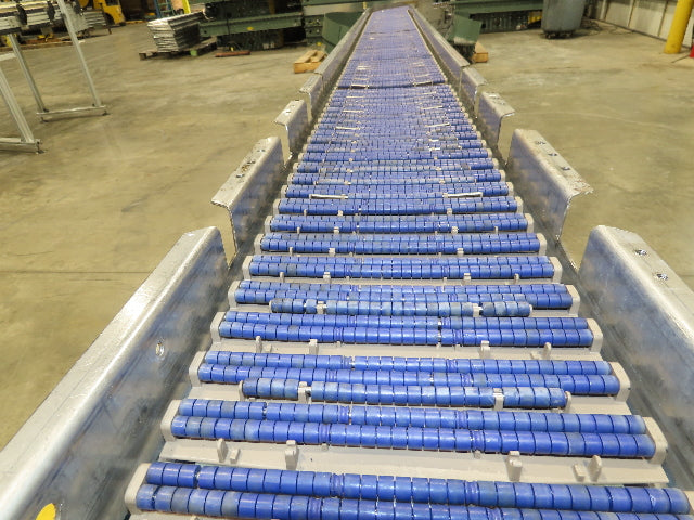 New London Engineering 10"x 14' 9" Plastic Tabletop Belt Conveyor 45° End 30FPM