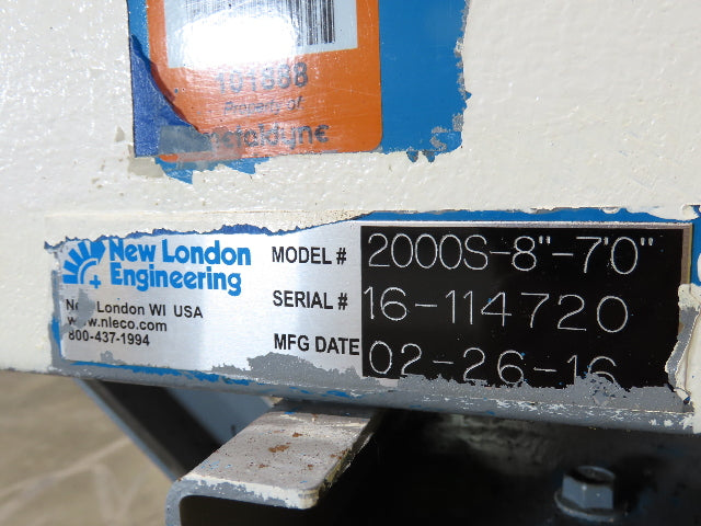 New London Engineering 8"x 7' Plastic Roller Belt Accumulating Conveyor 30FPM