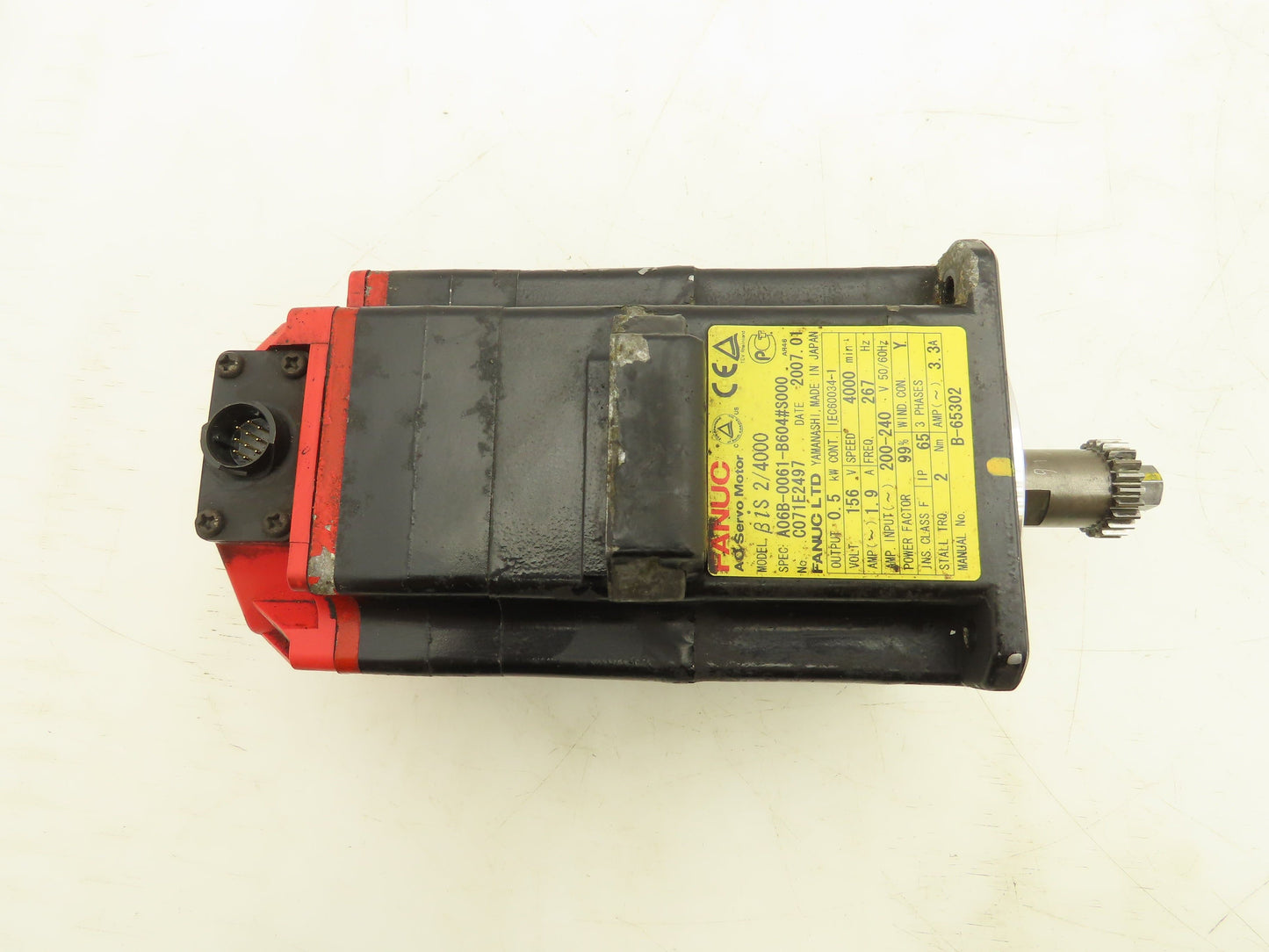 Fanuc A06B-0061-B604#S000 AC Servo Motor 0.5kw 4000 RPM 156V