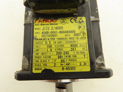 Fanuc A06B-0061-B604#S000 AC Servo Motor 0.5kw 156V 4000 RPM
