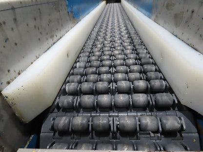 New London Engineering 8"x 6' 6" Plastic Roller Belt Accumulating Conveyor 30FPM