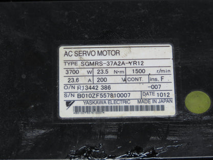 Yaskawa SGMRS-37A2A-YR12 AC Servo Motor 3700W 23.5Nm 1500 RPM Encoder