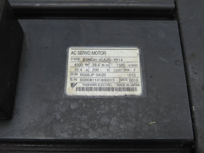 Yaskawa SGMDH-45A2B-YR14 AC Servo Motor 4500W 28.4Nm 1500 RPM
