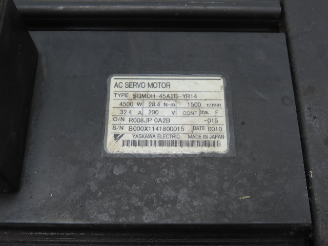 Yaskawa SGMDH-45A2B-YR14 AC Servo Motor 4500W 28.4Nm 1500 RPM