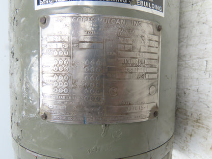 Copes Vulcan Doerr AC Motor 1.5Hp 1740 RPM 460/575V 3PH E66CZ Intermittent Duty