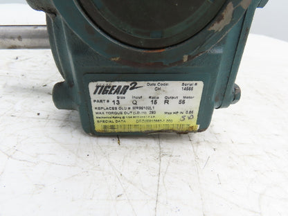 Dodge Reliance 1/3Hp Gearmotor 15:1 Tigear 2 Reducer 117 RPM RH 56C 460V 3PH