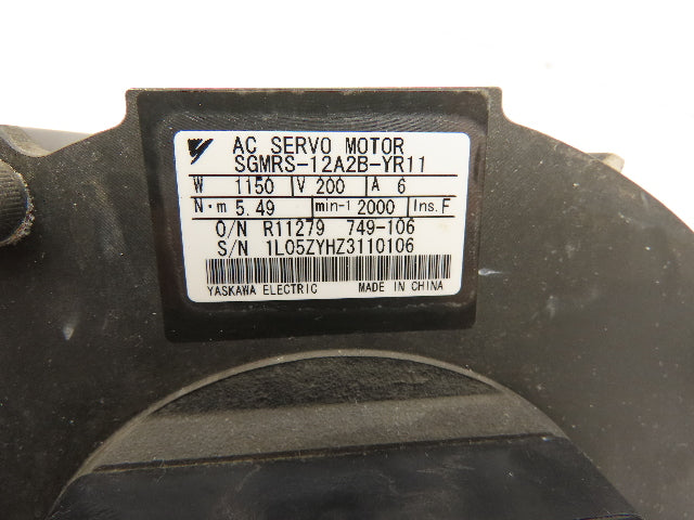 Yaskawa SGMRS-12A2B-YR11 AC Servo Motor 1150W 5.49Nm 2000 RPM Encoder