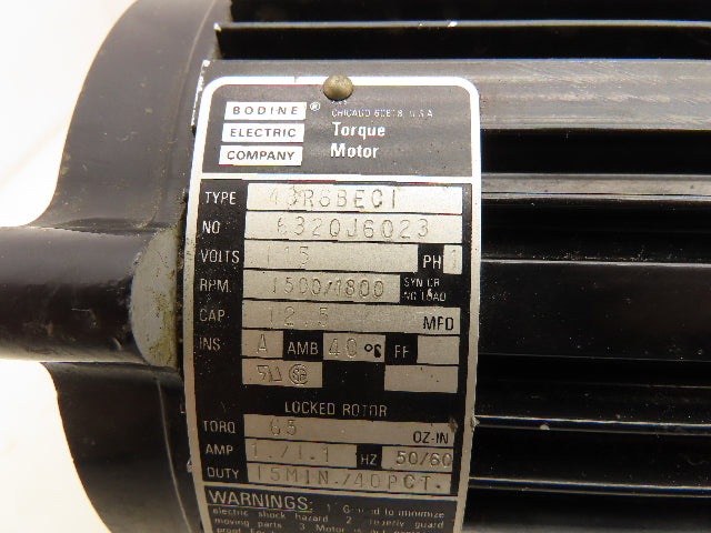 Bodine 48R6BEC1 Electric Torque Motor 115V 1 Ph 1500/1800RPM 65 Oz-In Torq