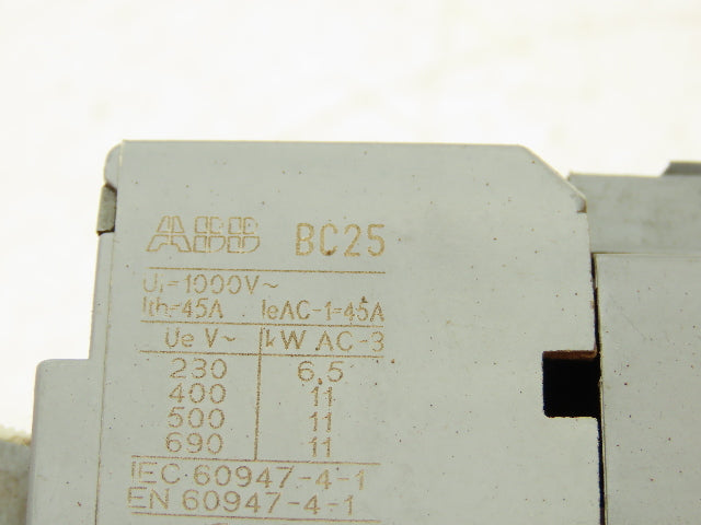 ABB BC25 CA5 Contactor With Auxiliary Contact CA5 24VDC 45A 3PH Lot Of 2