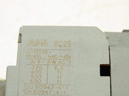 ABB BC25 CA5 Contactor With Auxiliary Contact CA5 24VDC 45A 3PH Lot Of 2