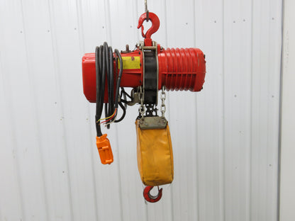 Advantage 100 1 Ton Electric Chain Hoist 26 FPM 18' Travel 16' Pendant 460 Volt