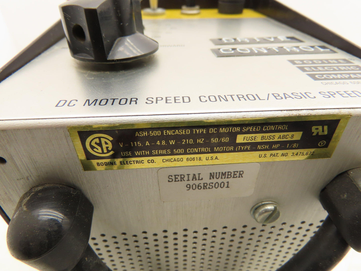 Bodine Electric ASH-500 DC Motor Control 115V 4.8A 210W Remote Potentiometer