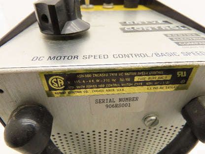 Bodine Electric ASH-500 DC Motor Control 115V 4.8A 210W Remote Potentiometer