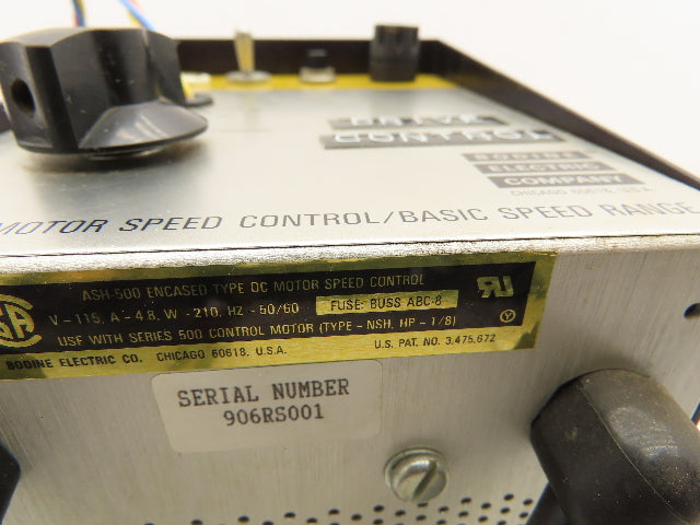 Bodine Electric ASH-500 DC Motor Control 115V 4.8A 210W Remote Potentiometer