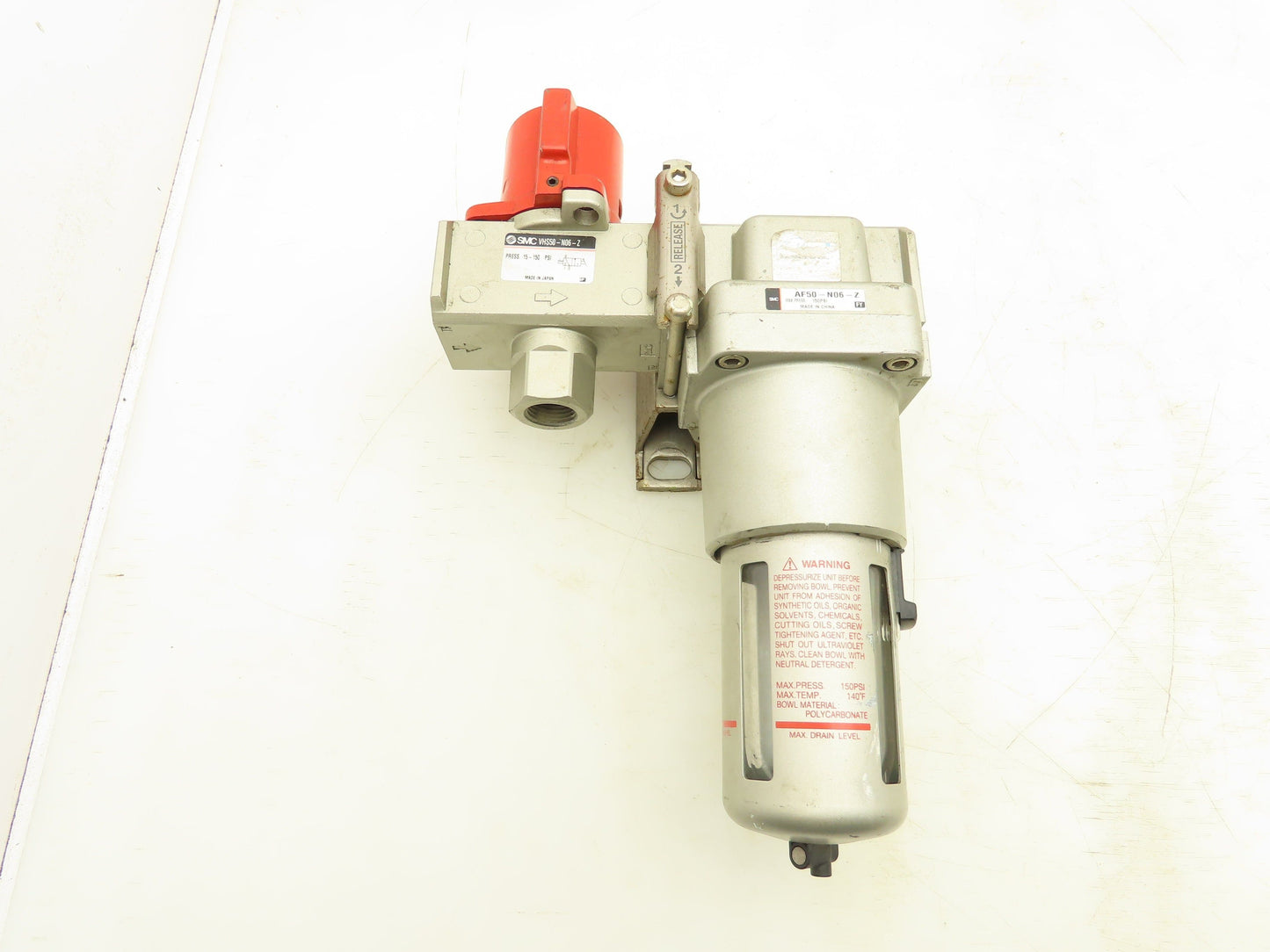 SMC AF50-N06-Z Pneumatic Air Regulator Lockout Valve 150 PSI