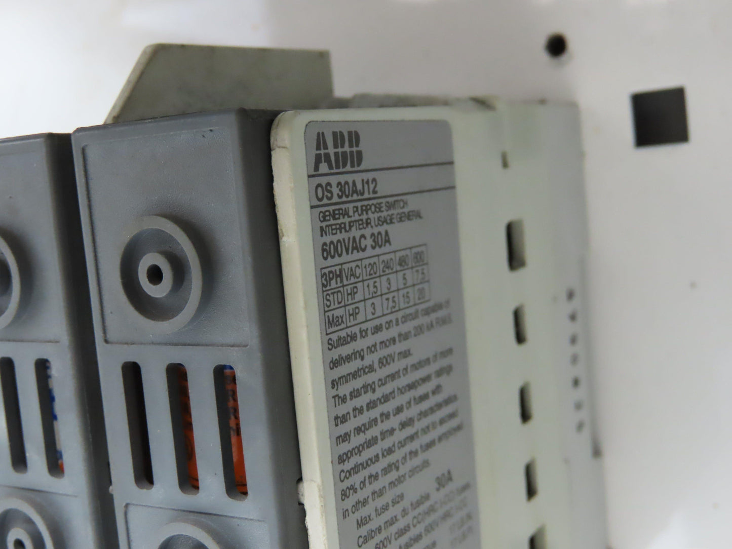 ABB OS30AJ12 Fusible 30A Disconnect Switch Electrical Enclosure 16x14x7"