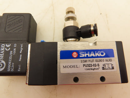 Shako PU322-02-S Pneumatic Pilot  Solenoid Valve 24VDC 3/2Way