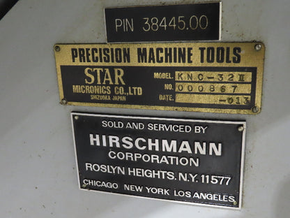 Star KNC 32 II  6-Axis Swiss CNC Lathe with Chip Conveyor