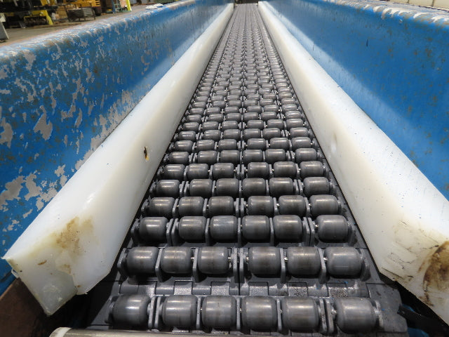 New London Engineering 8"x 10' Plastic Roller Belt Accumulating Conveyor 30 FPM