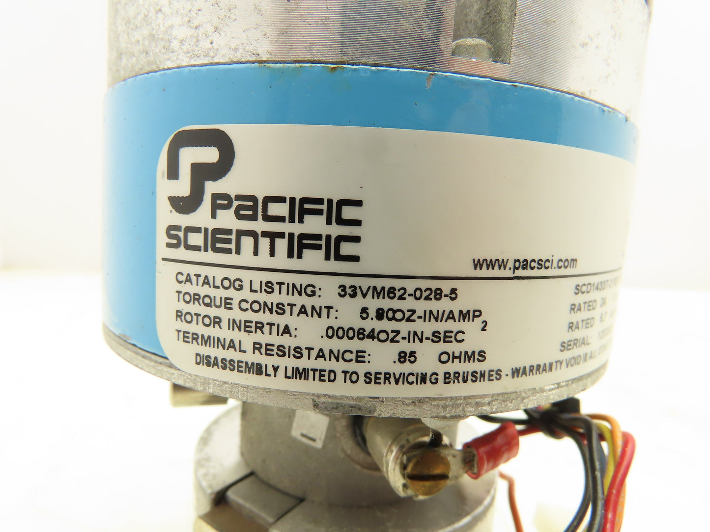 Pacific Scientific 33VM62-028-5 Servomotor With Tach Encoder 24V 6.7A