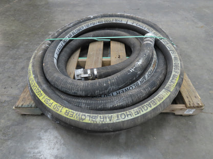 Eagle 3" ID x 50' Hot Air Compressor Dry Bulk Blower Hose Black Rubber 150 PSI