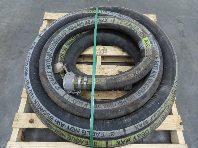 Eagle 3" ID x 48' Hot Air Compressor Dry Bulk Blower Hose Black Rubber 150 PSI